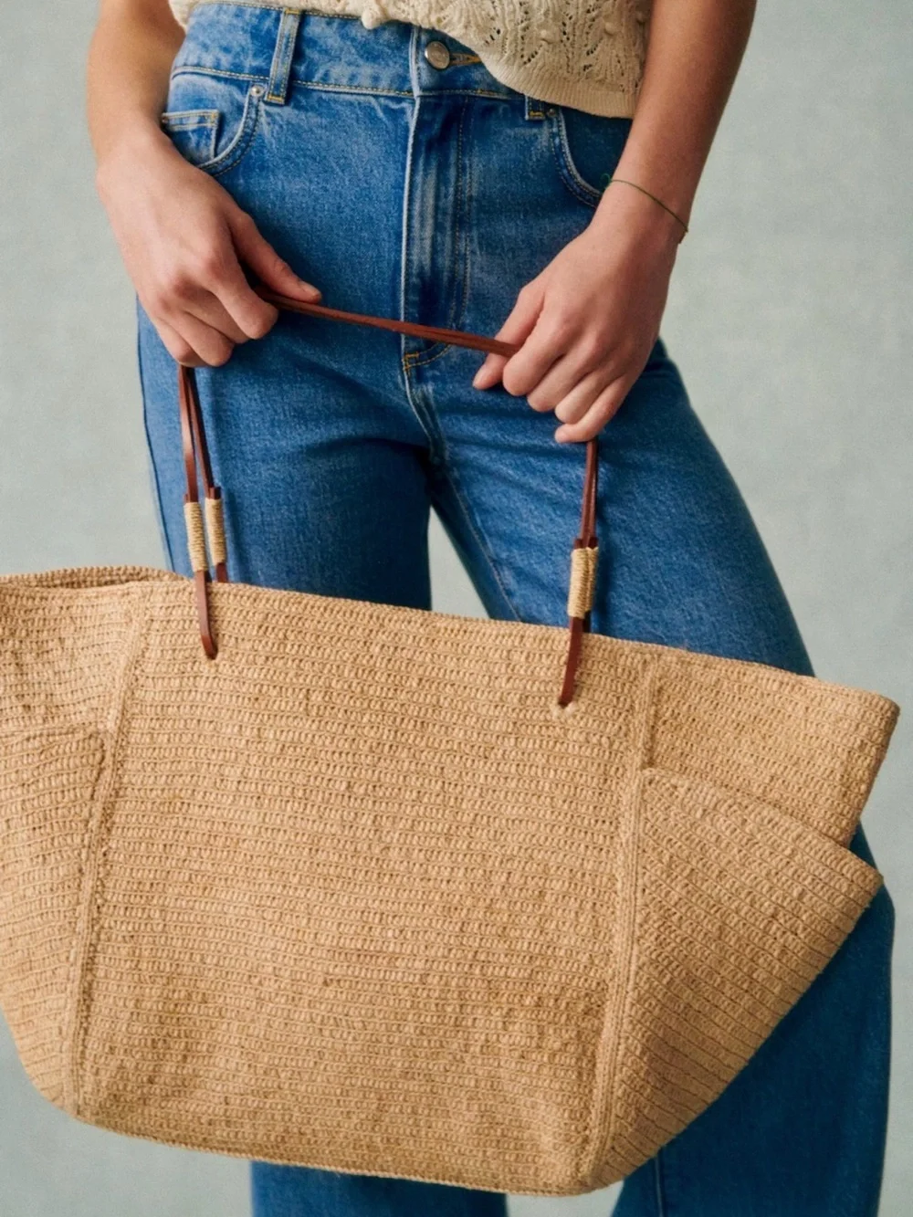 Sezane Paloma Raphia Tote Bag - NWOT